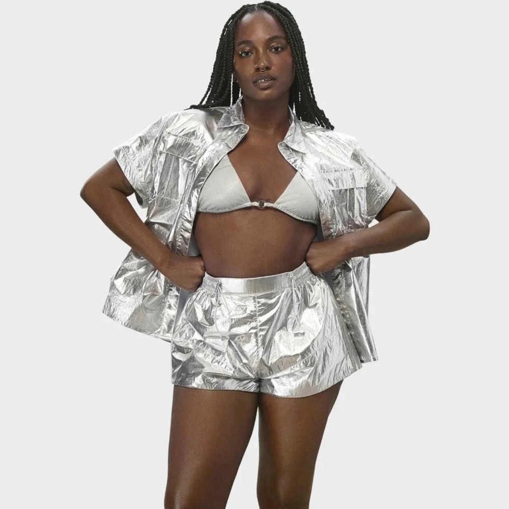 NWT Adidas Originals x Ivy Park Metallic Silver Shirt XS